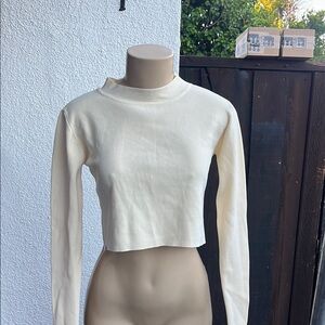 Zara Cream Long Sleeve Crop Top